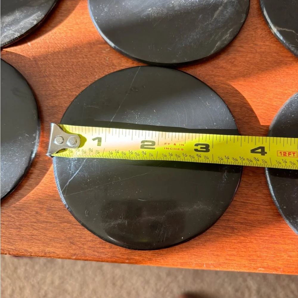 Black Marble Coasters. Set of 6